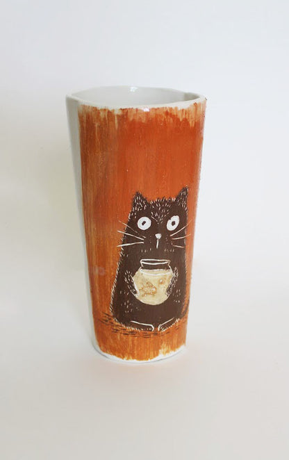 Pinte chat - Décorée à la main
