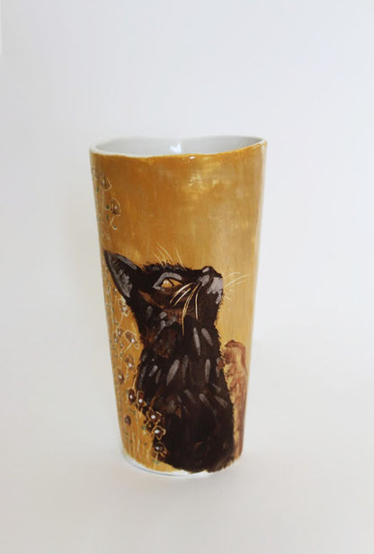 Pinte chat - Décorée à la main