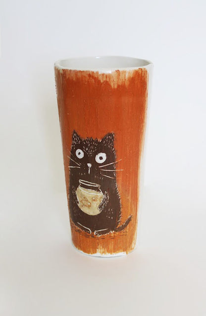Pinte chat - Décorée à la main